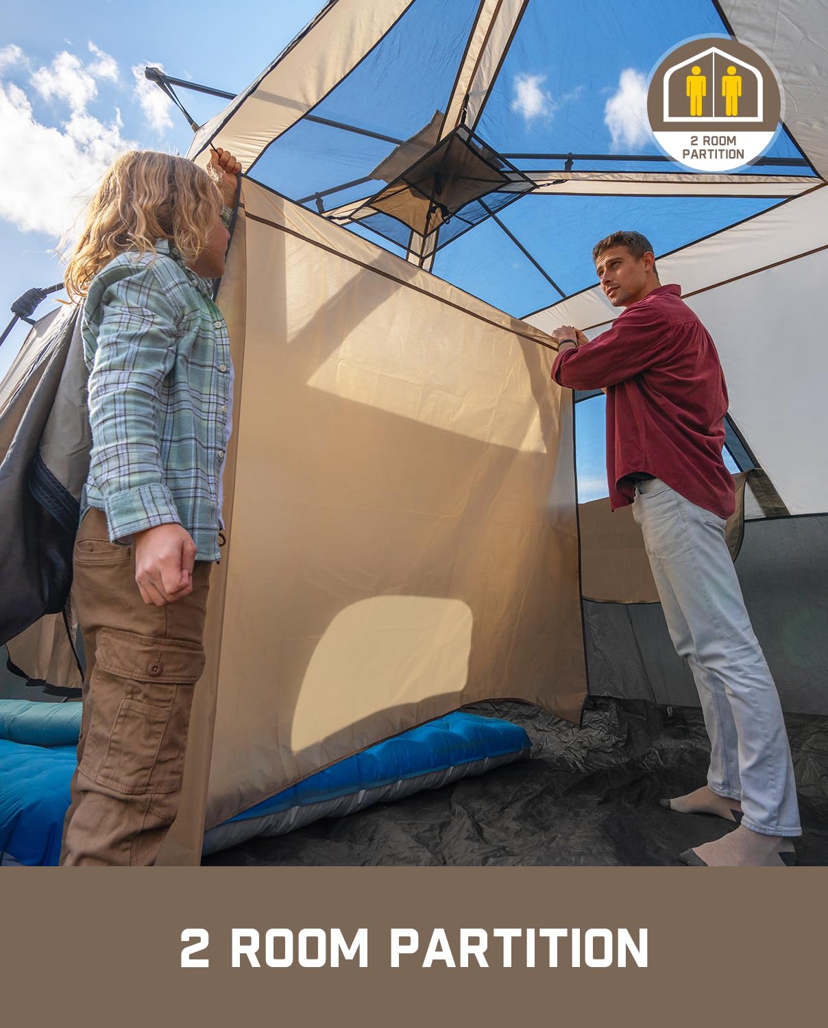 Fanttik Instant Cabin Tent for Camping - 4/6/8/10 Person Family Tent with Rainfly & Windproof Design, 60-Second Setup, Portable with Carry Bag - Perfect for Outdoor Adventures, Backpacking & Hiking Trips