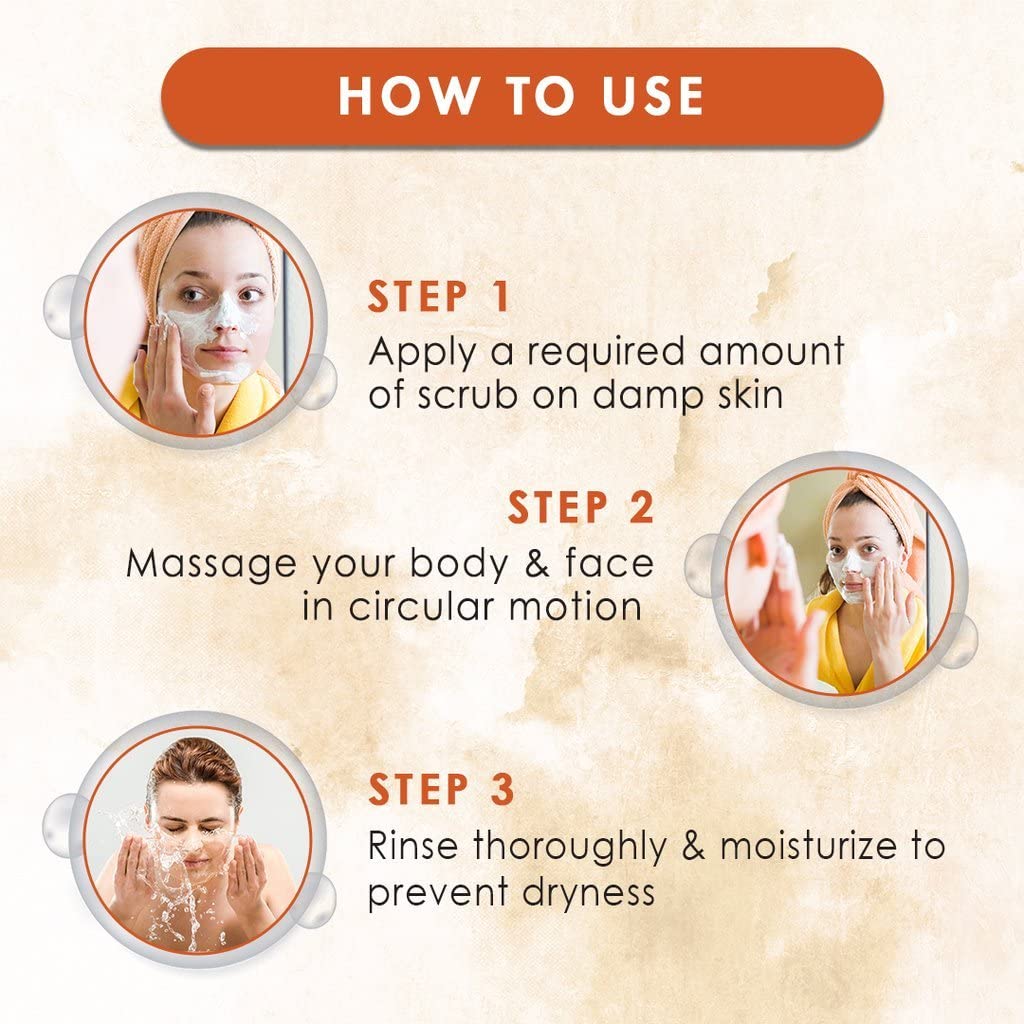 Luster Orange Face & Body Gel Scrub with Orange Extracts | Extra Cleansing Formula for Women & Men | Paraben & Sulfate Free Exfoliator (500ml) | Perfect for Daily Skincare Routine & Post-Workout Refreshment