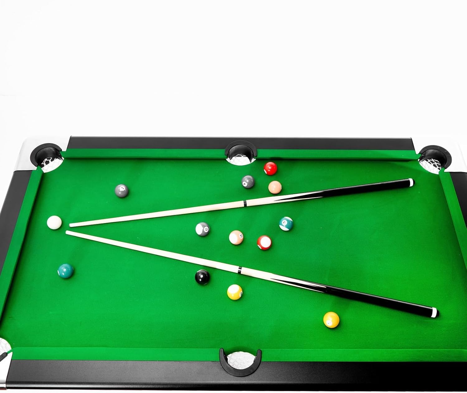 5.5ft, 6ft or 7ft Portable Foldable Billiards Pool Table Set with Balls, Cues, Chalk & Brush - Multi-Game Table for Family Fun, Game Room, Basement & Man Cave Entertainment