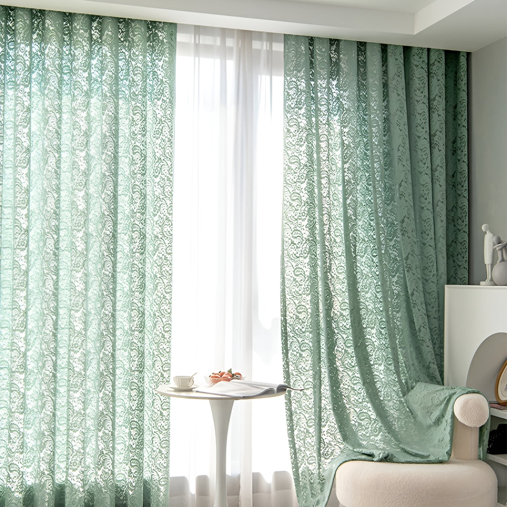 Colbie Lace Airy Sheer Grommet Custom Embroidered Curtains - Elegant Window Treatments for Living Room, Bedroom & Nursery Decor