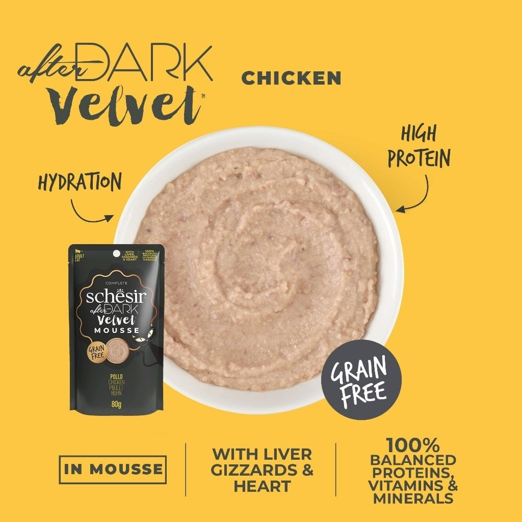 Schesir After Dark Complete & Balanced Wet Cat Food for Adult Cats - 80g, High Protein with Essential Vitamins & Minerals - Perfect for Nighttime Feeding & Weight Management