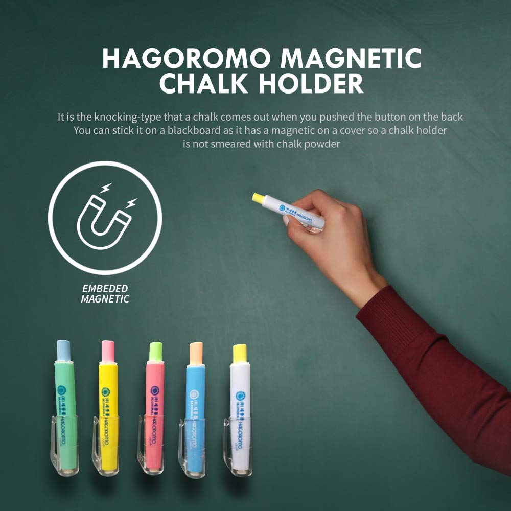 Hagoromo Magnetic Chalk Holder with Blue Body & Chalk - Perfect for Teachers, Students & Artists in Classrooms, Studios & Home Use