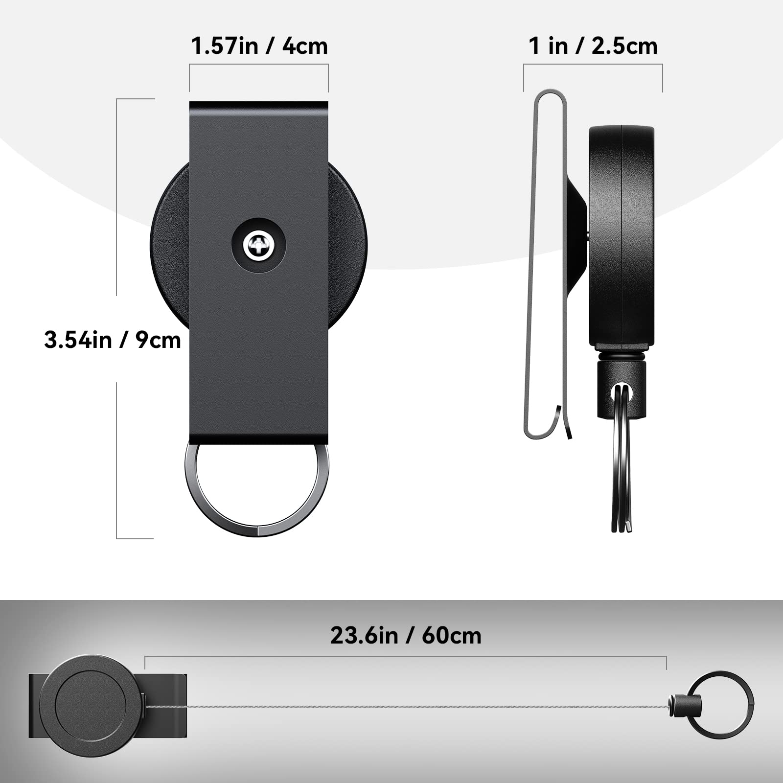 TALONITE 2 Pack Heavy Duty Retractable Keychain with Belt Clip - 360° Swivel Stealth Key Ring Extender for Car Keys, Work ID Badges & Home Security - Durable Key Organizer for Everyday Carry