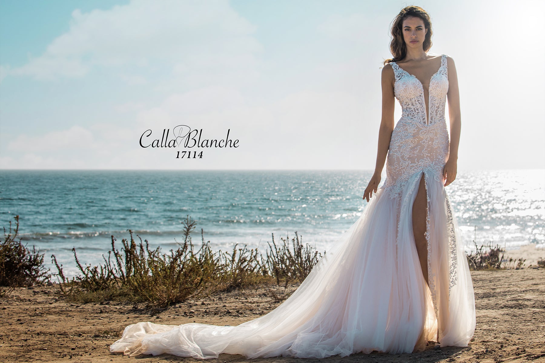 Calla Blanche Jocelyn 17114 Sample Wedding Gown - Elegant Lace Bridal Dress for Prom, Evening Gala & Formal Occasions