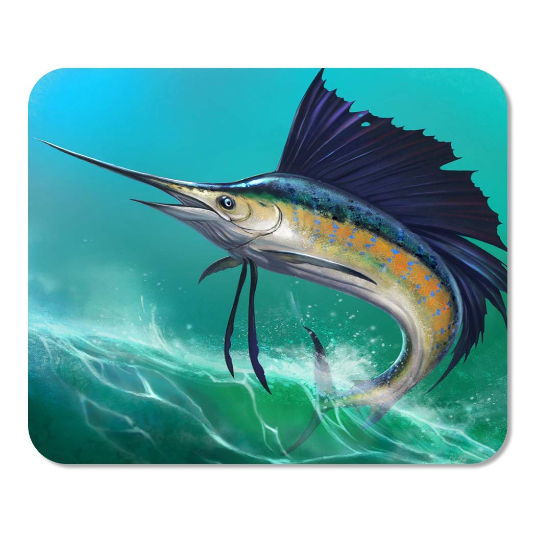 Premium Blue Marlin Sailfish Mouse Pad - 9.5x7.9 Inch Non-Slip Gaming & Office Mousepad for Computer, Laptop, Home & School Use - Perfect for Work, Study & Gaming Sessions