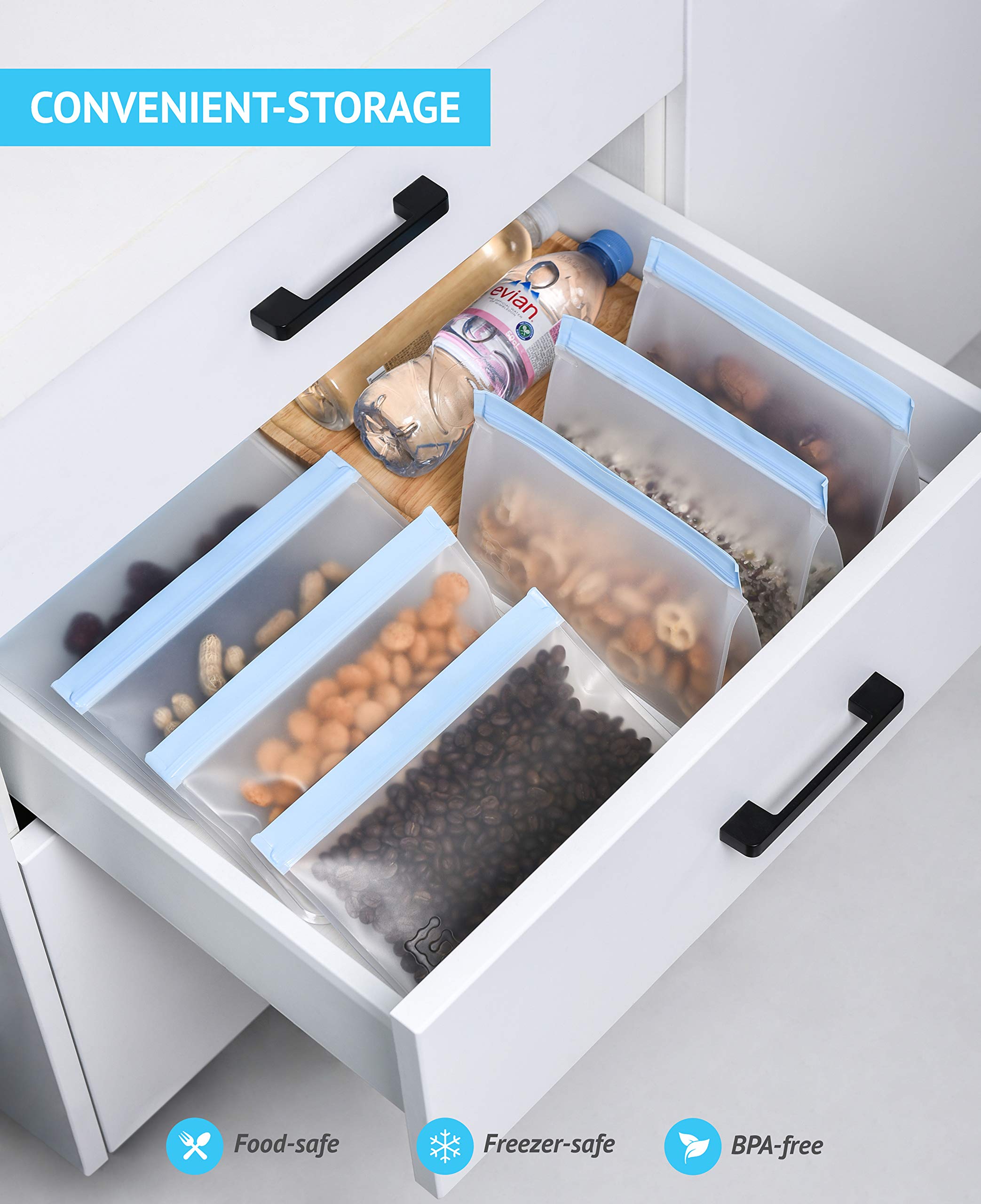 Premium Reusable Storage Bags Set of 10 - Leakproof Freezer Safe for Lunch & Snacks