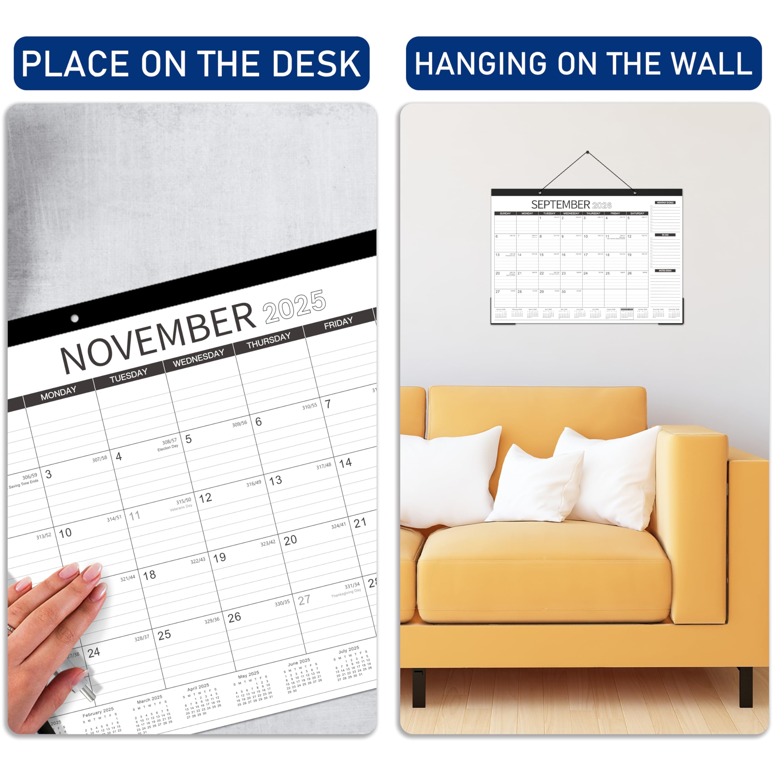 2025-2026 Desk Calendar | 18-Month Planner (July 2025 - December 2026) | 2-in-1 Desktop & Wall Calendar | 17