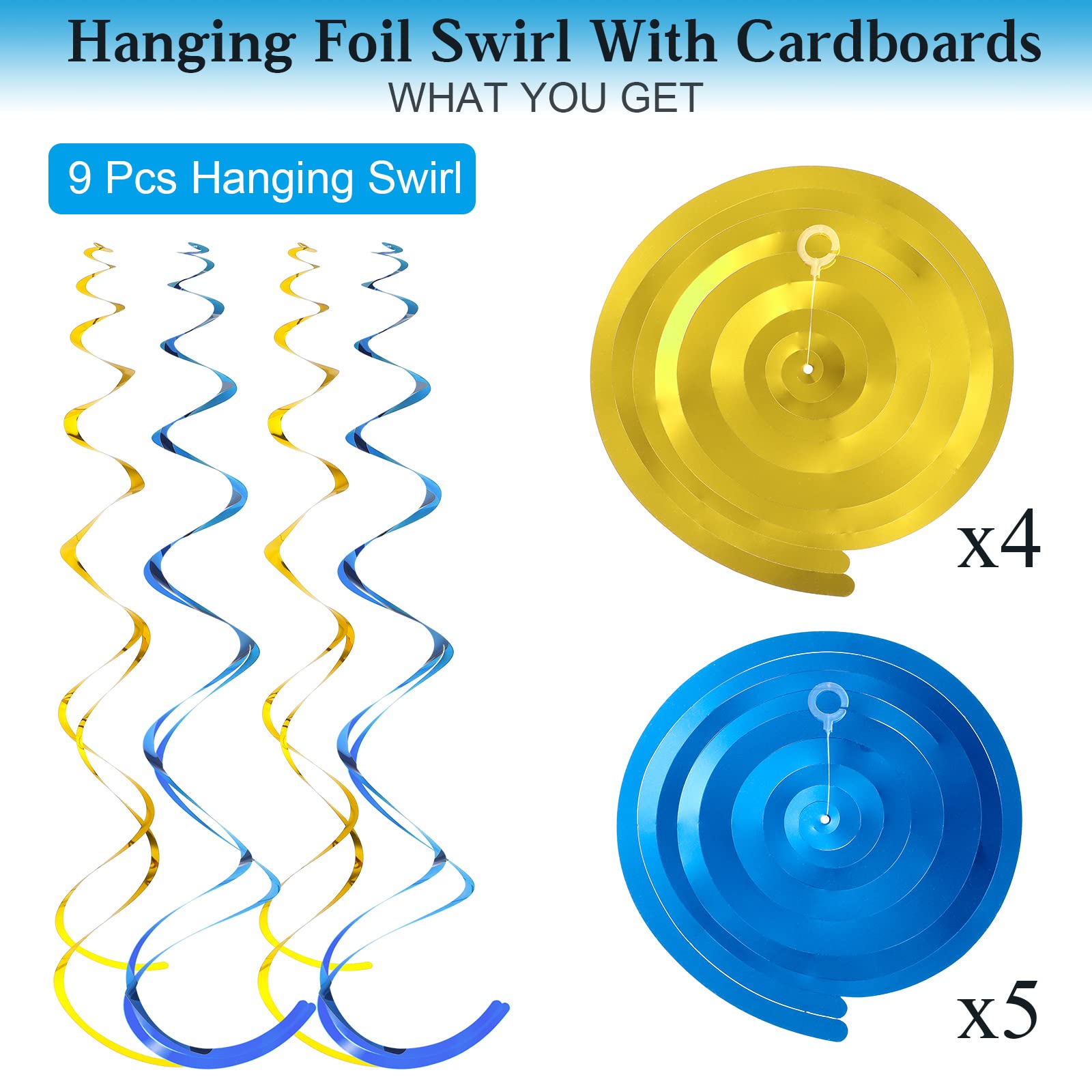 51 Pcs Royal Prince Party Hanging Swirl Decorations - Royal Blue Castle Crown Swirls for Baby Shower, Birthday & Themed Parties | Perfect for Boys' Prince-Themed Celebrations, Nursery Decor & Special Events