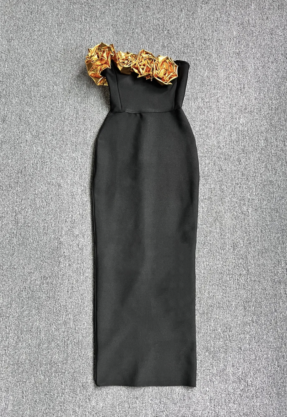 Elegant Black Sparkle Maxi Party Dress for Women - Red Carpet Gown with Floral Details | Perfect for Evening Galas, Prom Nights & Special Occasions