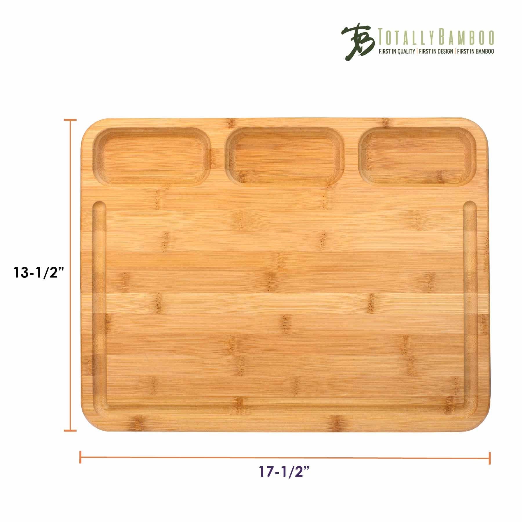 3-Well Kitchen Cutting Board with Juice Grooves, 17.5