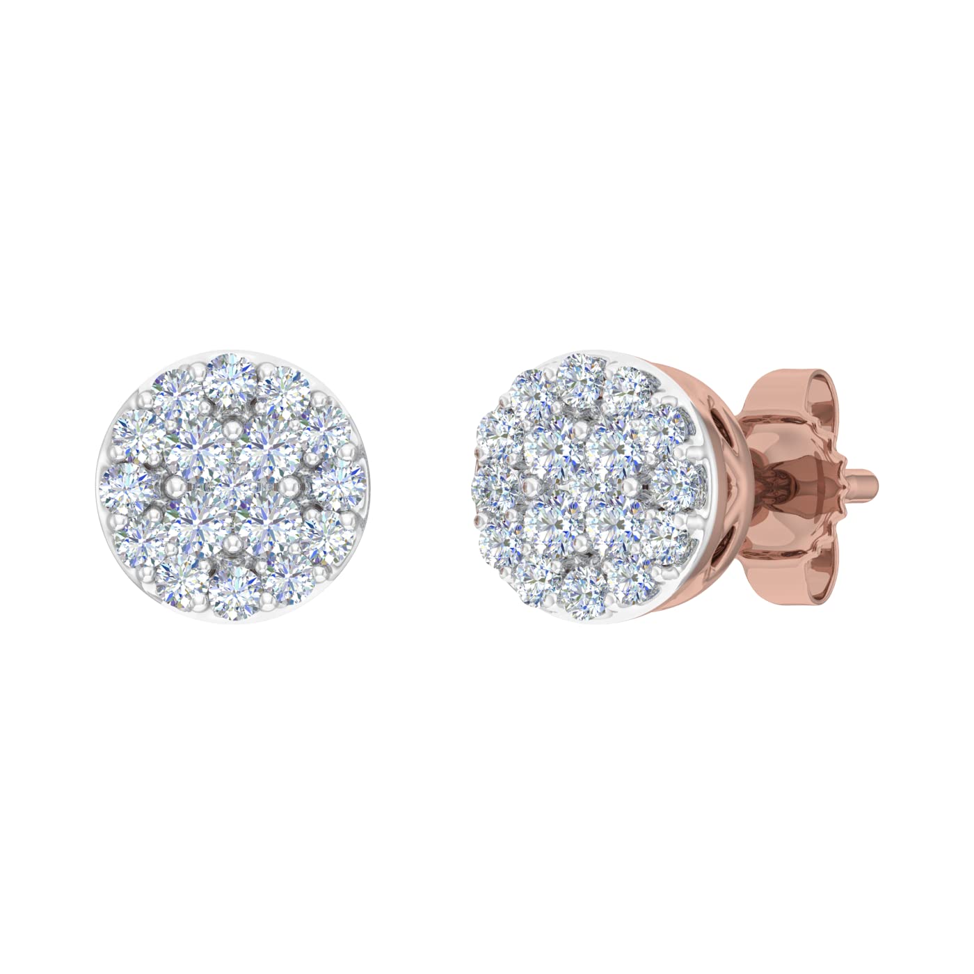 1/4 to 1 Carat Diamond Cluster Stud Earrings in 14K Gold (I1-I2 Clarity) - Elegant Everyday Jewelry for Women, Perfect Gift for Anniversary, Birthday & Special Occasions