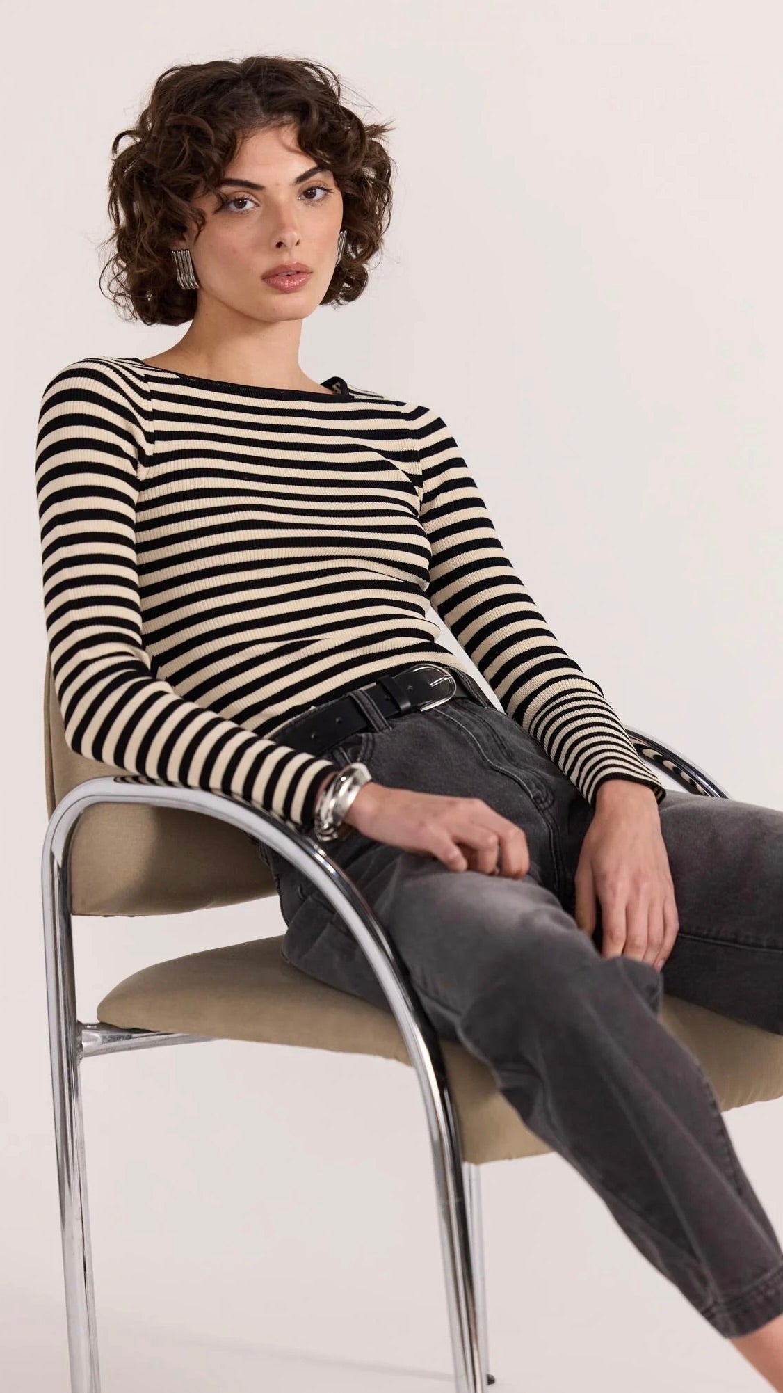 Lana Stripe Knit Top - Women's Casual Striped Knit Shirt | Soft Comfortable T-Shirt for Everyday Wear | Perfect for Office, Outings & Relaxing at Home