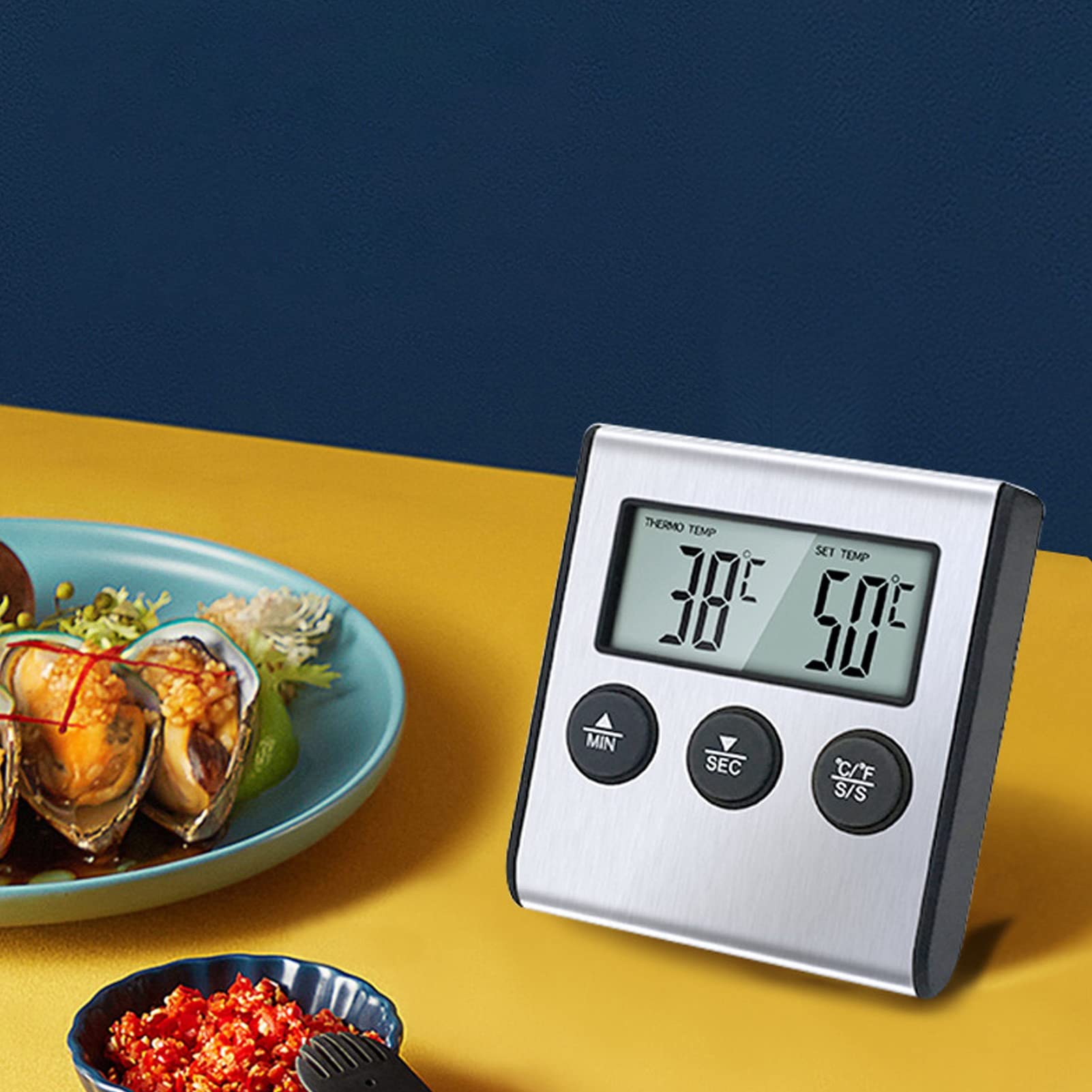 Digital Touchscreen Meat Thermometer - Waterproof, High Accuracy, Rustproof Cooking Thermometer for Grilling, BBQ, Baking & Kitchen Use