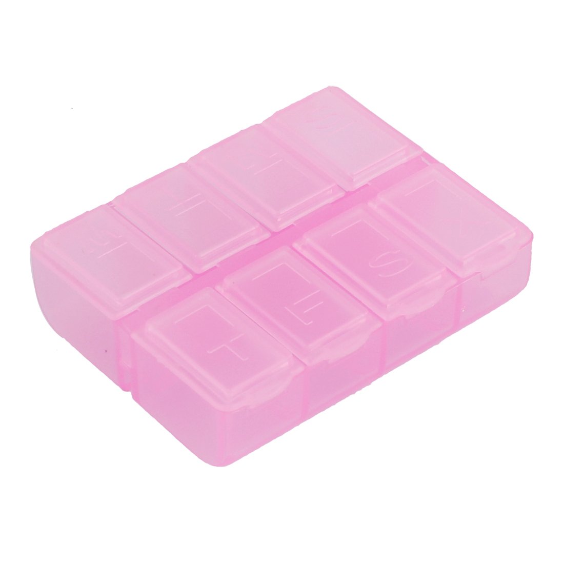 uxcell 8-Slot Pill Tablet Dispenser Organizer - Clear Pink Storage Case Box for Medicine, Vitamins & Daily Supplements | Perfect for Home, Travel & Office Use