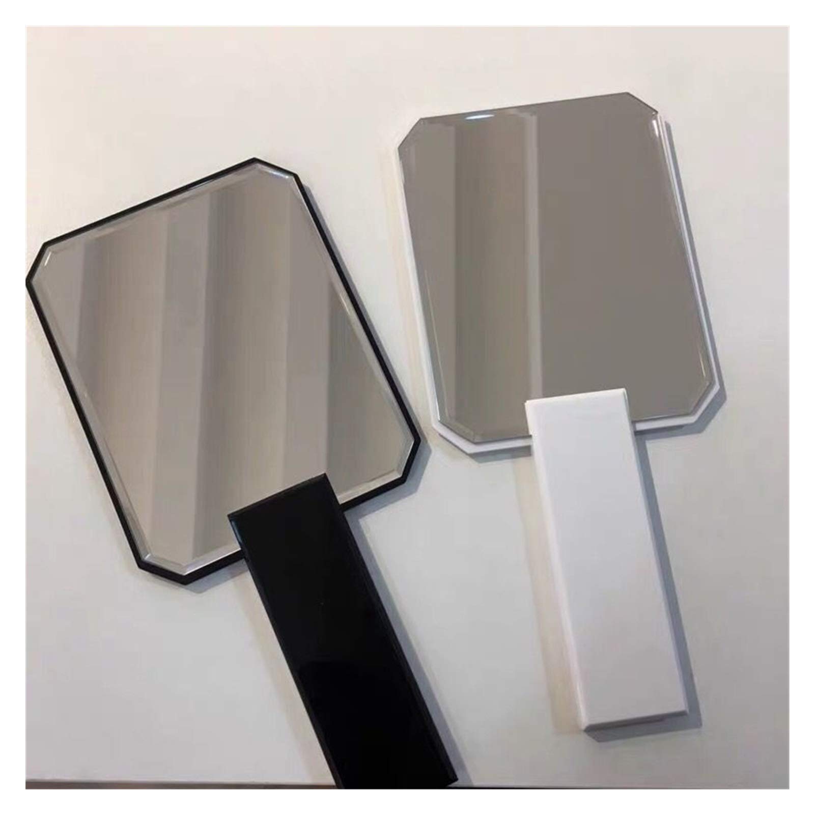 1PC Black Acrylic Hand Mirror with Logo - Portable Cosmetic Mirror for Salon, Barbershop & Home Use - Perfect for Hair Styling, Makeup & Travel
