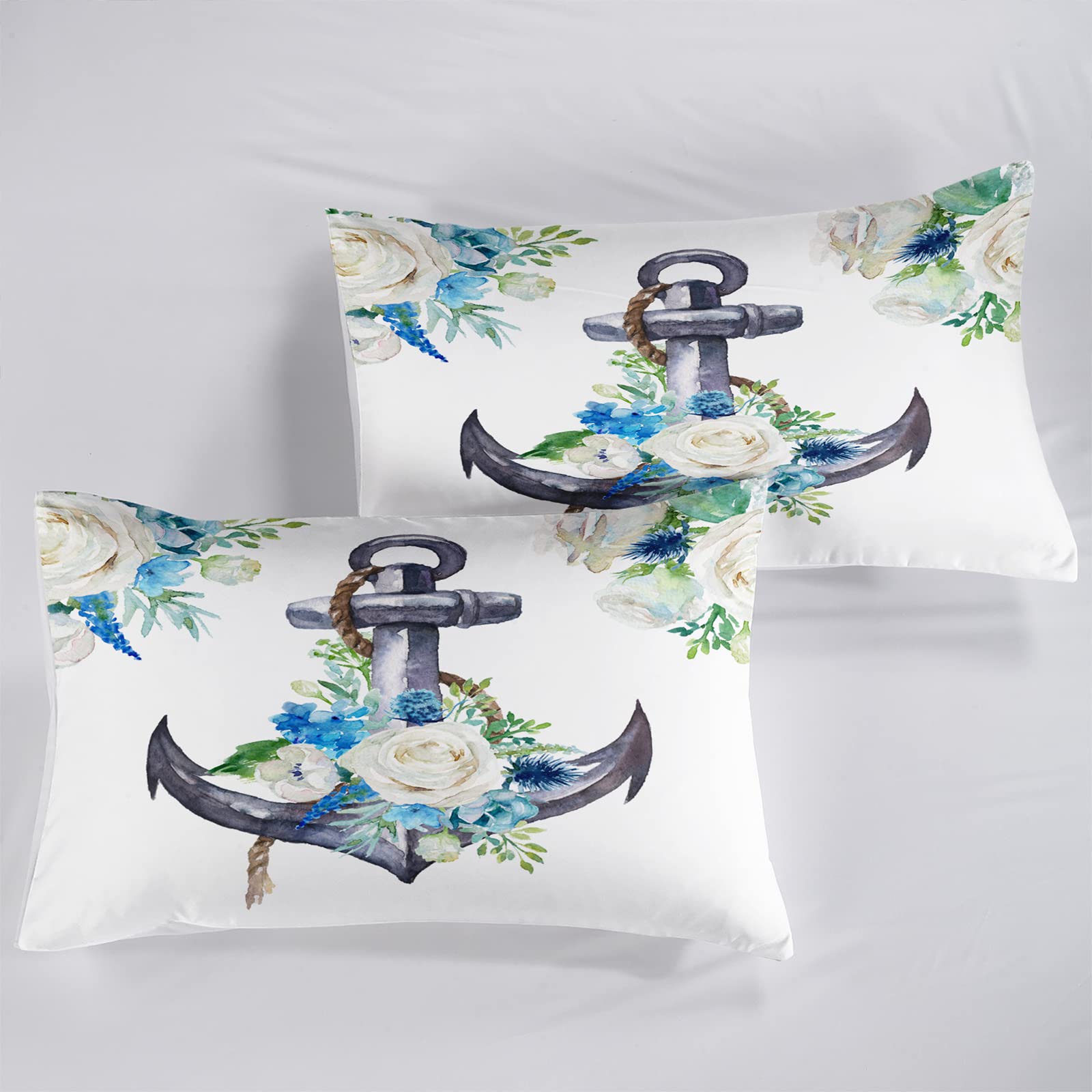 Nautical Theme Twin Size Duvet Cover Set - Ocean Sea World Bedding for Boys, Girls & Kids | Includes 13 Pillow Shams & Zipper Closure | Perfect for Coastal Themed Bedrooms & Kids' Room Decor