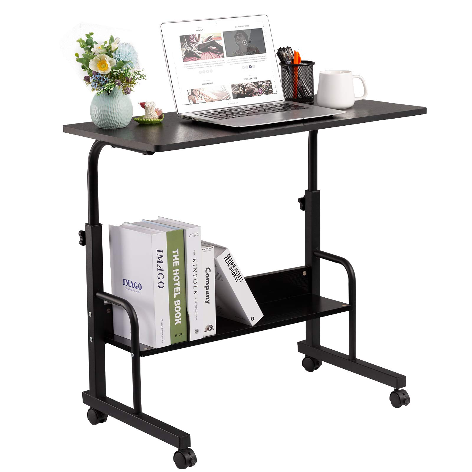 GAJOO Adjustable Mobile Laptop Desk Cart with Wheels - 23.6