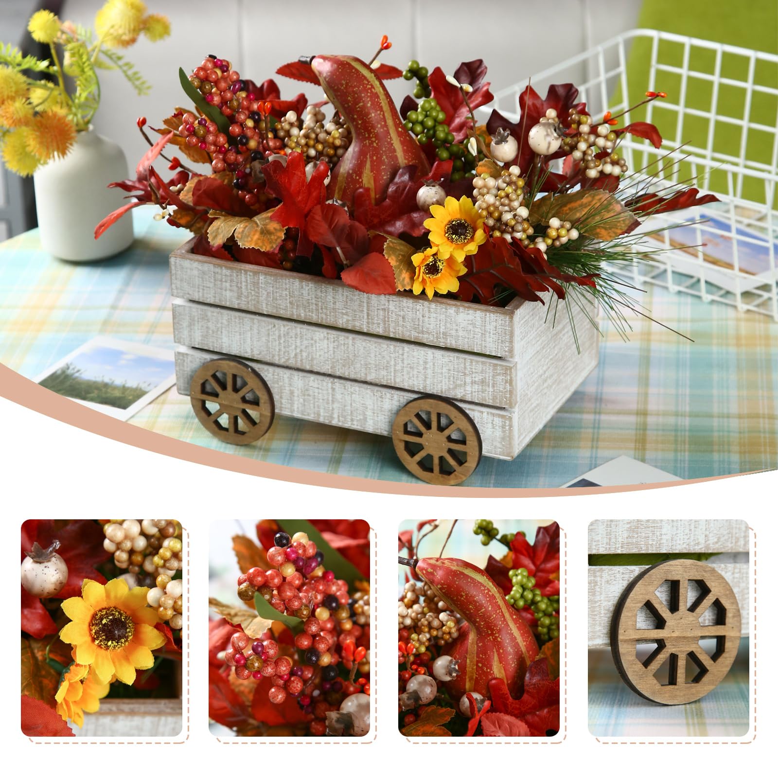 Mini Fall Pumpkin Car Decor with 1 Pumpkin - Farmhouse Thanksgiving Decor for Home, Living Room & Tables | Grateful Blessed Harvest Decorations for Autumn Season, Holiday Centerpiece & Cozy Home Ambiance