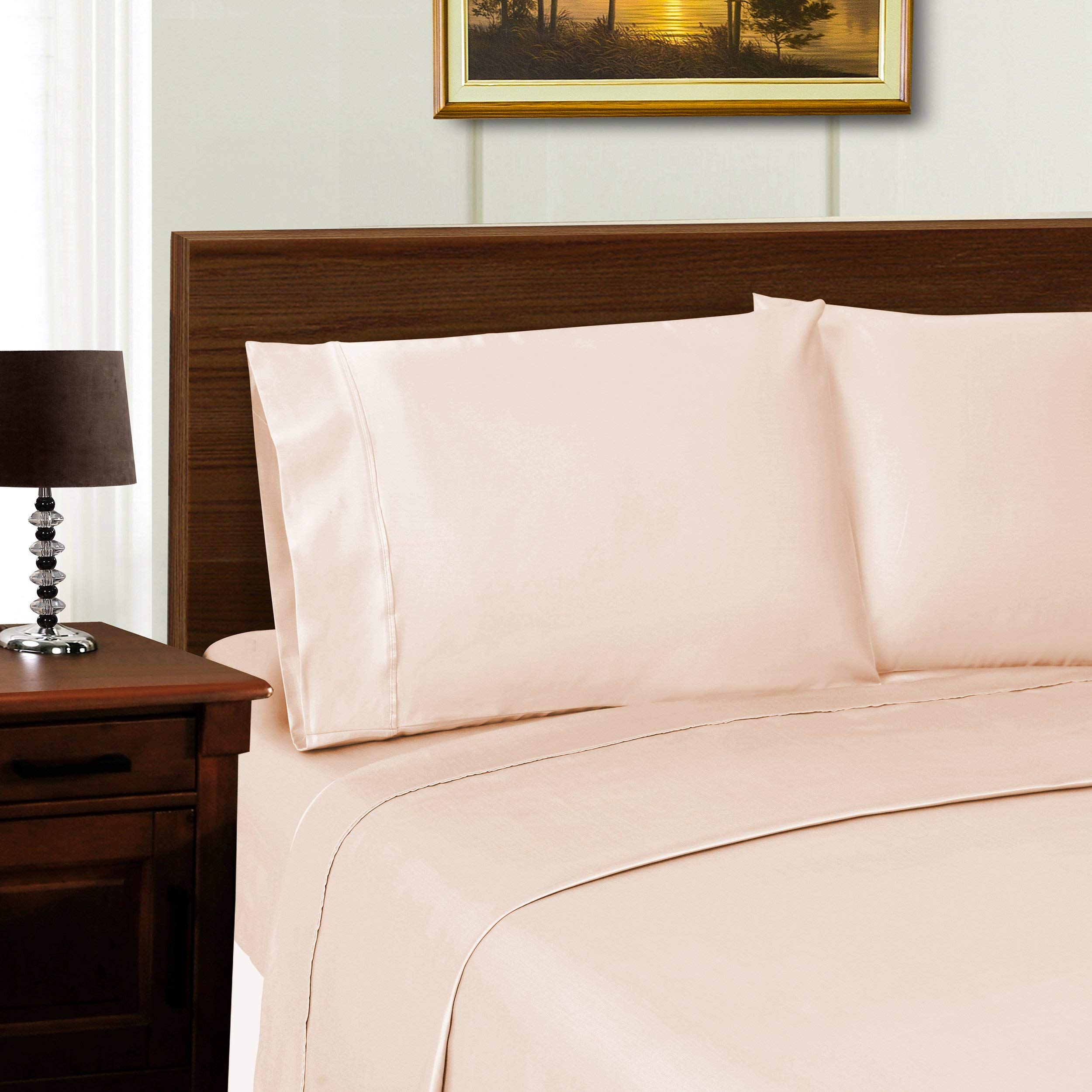 Premium 1000 Thread Count Ultra Soft Tencel Bedding Sheet Set - King Size Wrinkle-Free Luxury Sheets in Pink | Breathable & Hypoallergenic for All-Season Comfort