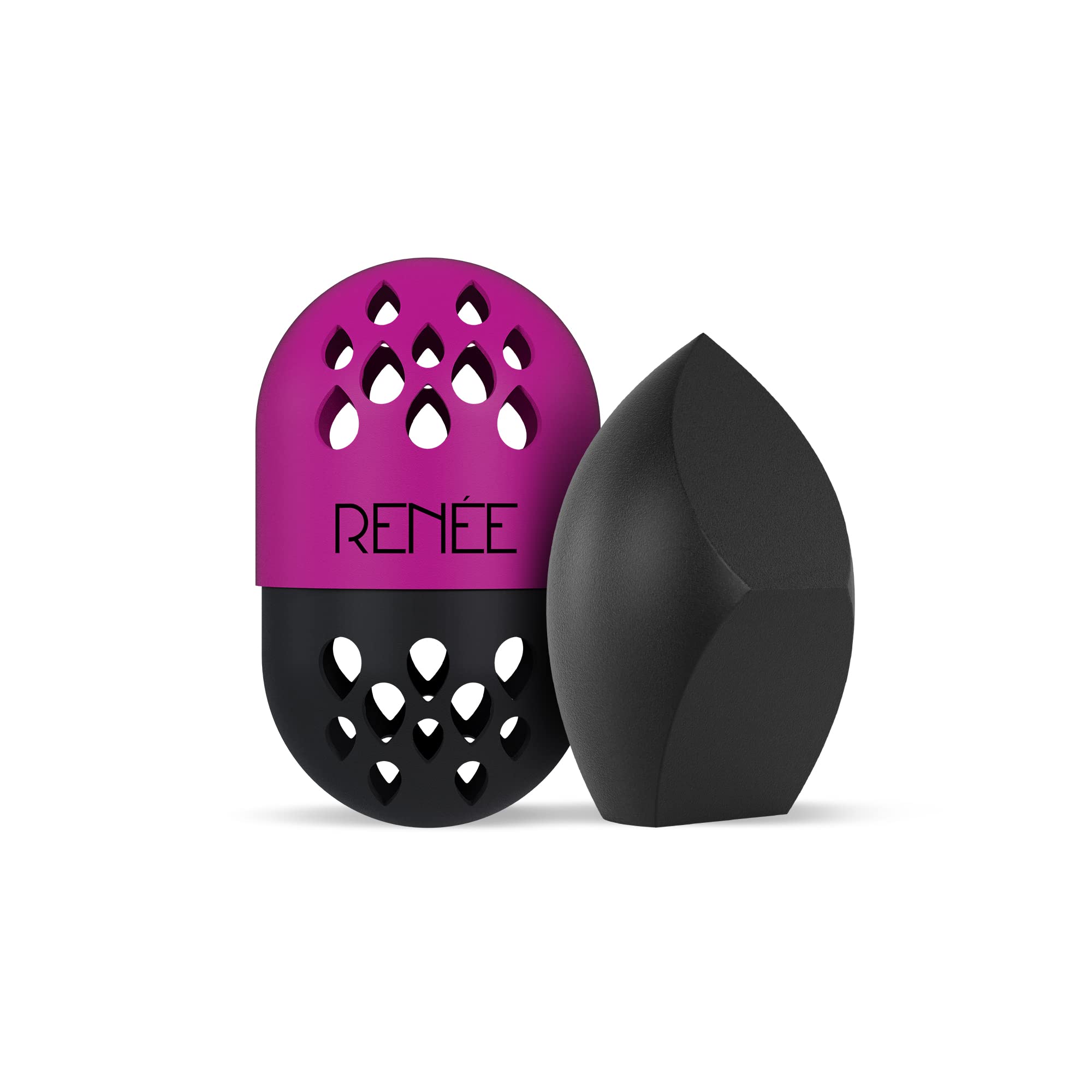 Renee Master Blender Makeup Sponge - 3-Cut Design Saves 60% Product | Perfect for Dry & Wet Makeup Application | Includes Airy Travel-Friendly Silicone Case | Works with All Makeup Formulas | Cruelty-Free & Vegan | Ideal for Foundation, Concealer & Powder Blending