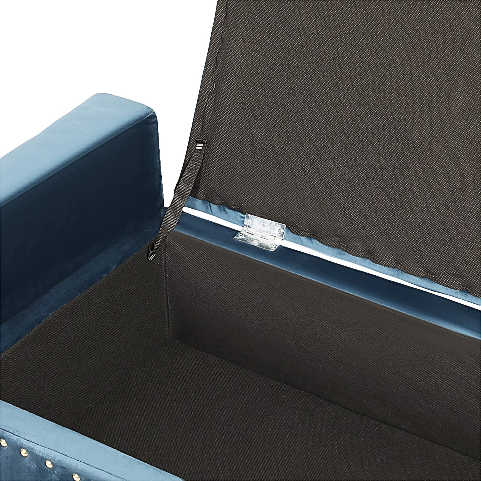 Magshion Storage Ottoman Bench - Microfiber Upholstered Accent Ottoman with 440 lb Weight Capacity for Home, Office, Entryway & Bedroom - Blue | Perfect for Extra Seating, Hidden Storage & Home Decor