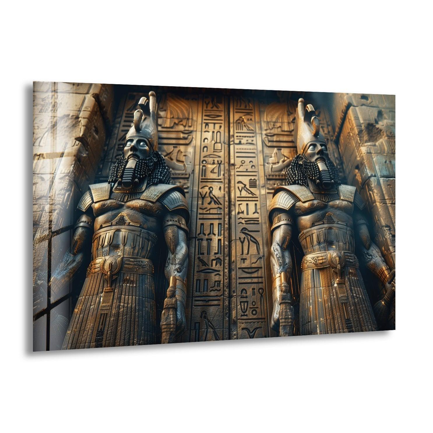 Ancient Mesopotamia Guardian Glass Wall Art - Handmade Stained Glass Decor for Home & Office - Perfect for Living Room, Bedroom, or Gift