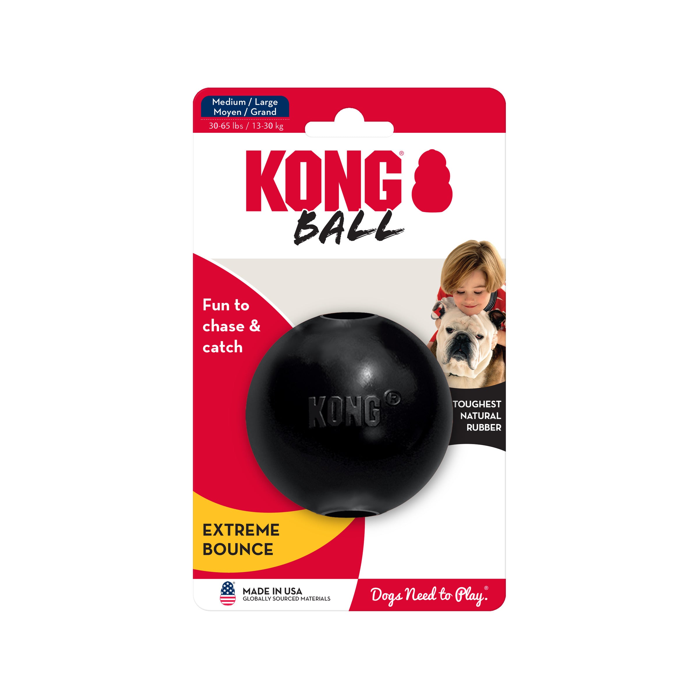 KONG Extreme Ball - Ultra Durable Dog Chew Toy for Aggressive Chewers - Perfect for Playtime, Training & Outdoor Activities