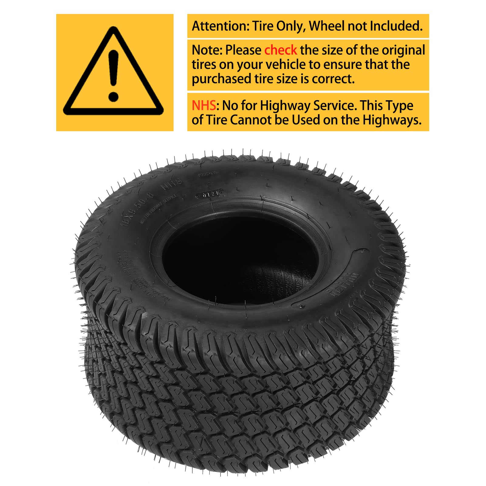 Motorhot Set of 2 18x9.5-8 Turf Lawn Mower Tires - 4PR Golf Cart & Tractor Turf Tires for Smooth Lawn Care & Landscaping