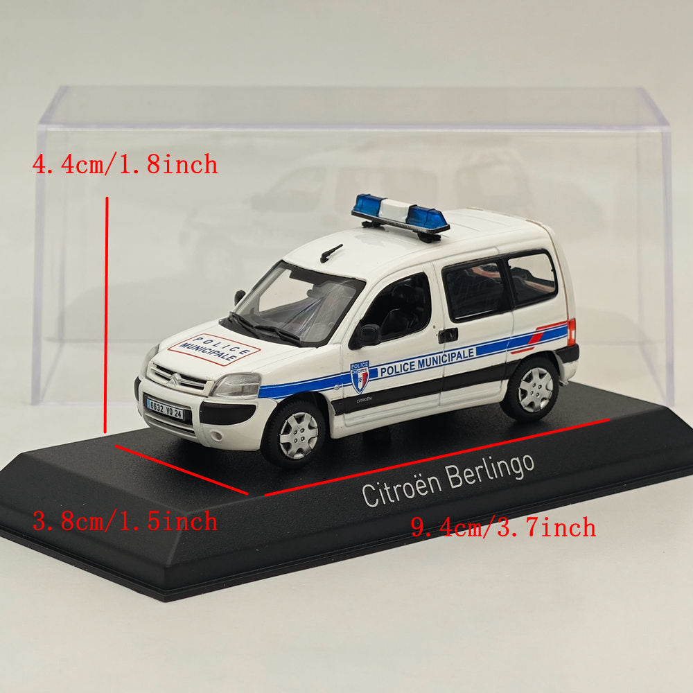 1/43 Scale Norev CITROEN BERLINGO 2007 Police Municipale Diecast Model Car - White - Collectible Miniature Police Vehicle for Display & Diorama Scenes