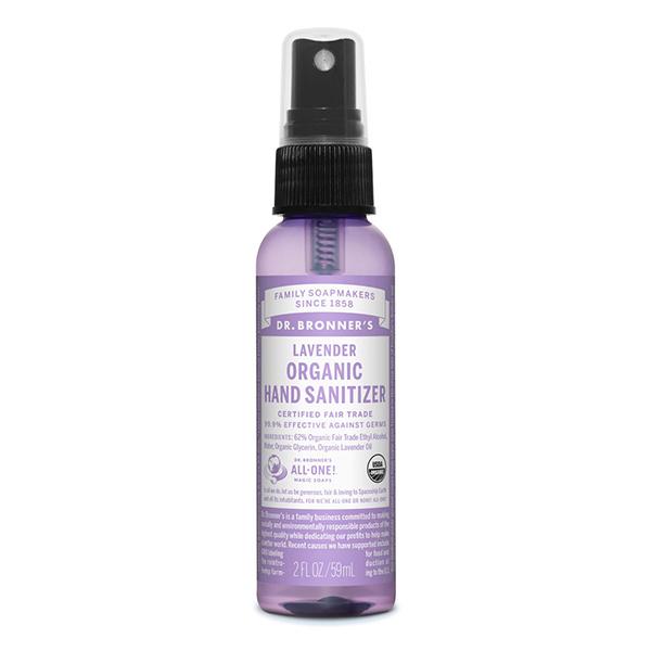 Dr. Bronners Organic Lavender Hand Sanitizer - Alcohol-Based, 18-in-1 Uses, Travel Size, Vegan & Cruelty-Free - Perfect for Home, Office, Gym & On-the-Go Hygiene