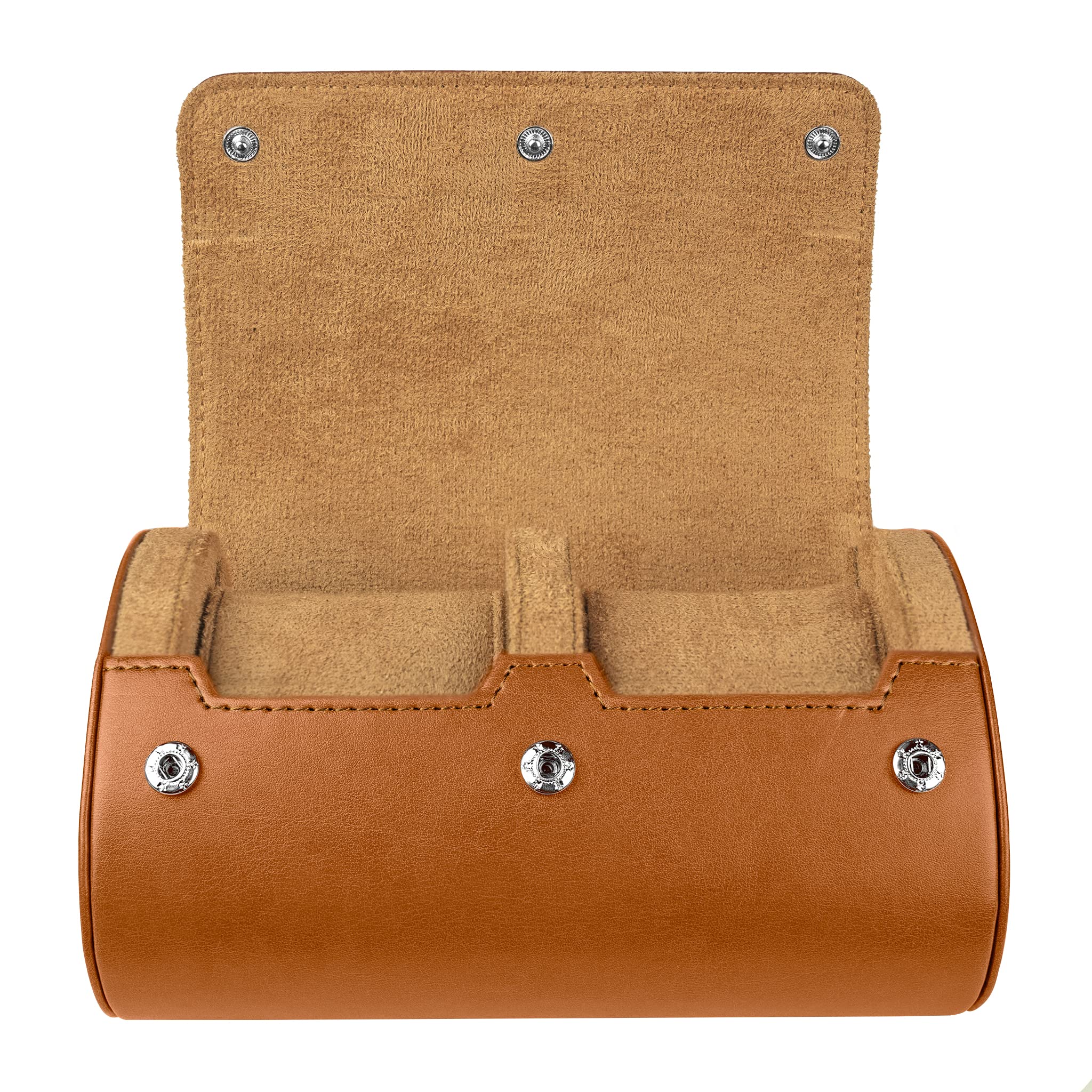 **BARTON WATCH BANDS - Brown Recycled Leather Watch Travel Case & Band Storage Organizer - Holds 2 Watches | Perfect for Travel, Business Trips & Watch Collection Display**