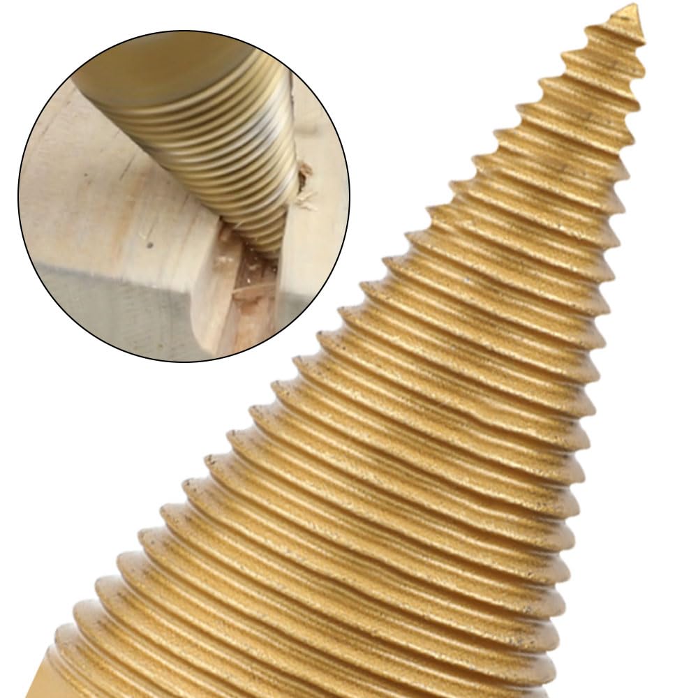 Heavy Duty Log Splitter Drill Bits - 5pcs Removable Screw Cone Kindling Wood Splitting Set (32mm/1.26inch-42mm/1.65inch) for Electric Drills - Hex/Square/Round Shank - Perfect for Firewood Preparation, Camping & DIY Woodworking Projects