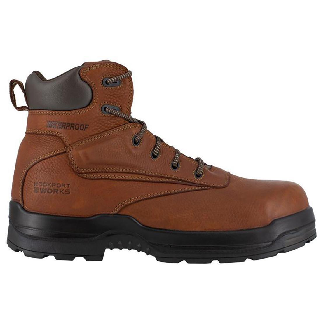 More Energy Composite Toe Waterproof Work Boots for Men - Brown Safety Shoes for Construction, Hiking & Outdoor Work