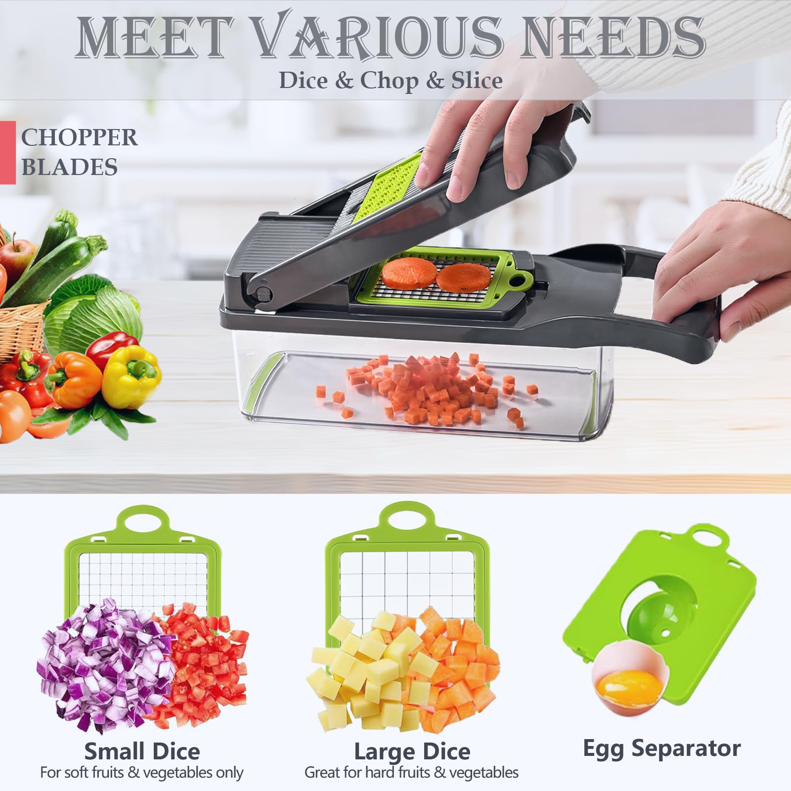 16-in-1 Pro Series Vegetable Chopper & Mandoline Slicer - Multi-Functional Food Processor with Container - Onion, Salad, Veggie Cutter & Spiralizer - Perfect for Meal Prep, Healthy Cooking & Kitchen Essentials