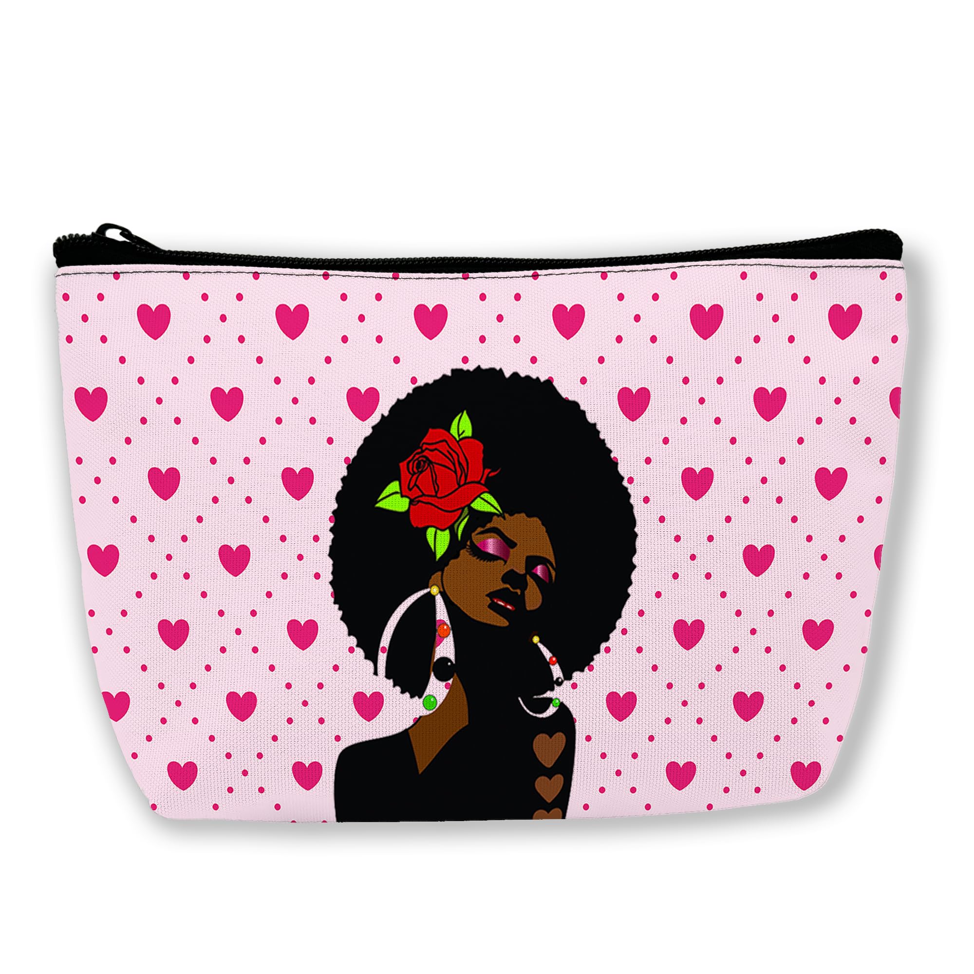 **Black Girl Cosmetic Bags – Afro African American Makeup Organizer with Zipper, Large Capacity Toiletry Pouch for Women & Girls – Perfect for Travel, Gym, and Daily Essentials**