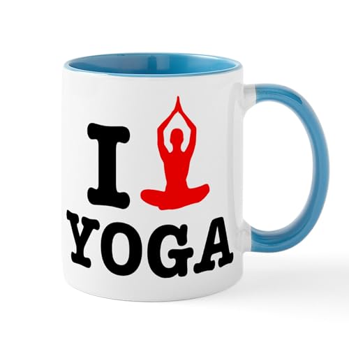 White/Blue Inside - I Heart Yoga Mug