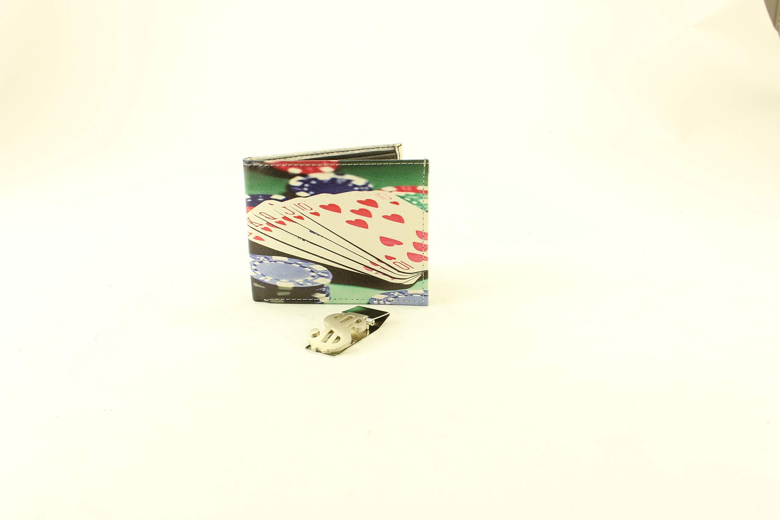 Vegan Leather Wallet for Men - Slim Bifold Vegas Poker Chips Casino Print Wallet with 2 ID Windows, 7 Card Slots & Cash Compartments | RFID Blocking | Gift Box Included | Perfect for Casino Nights, Travel & Everyday Use