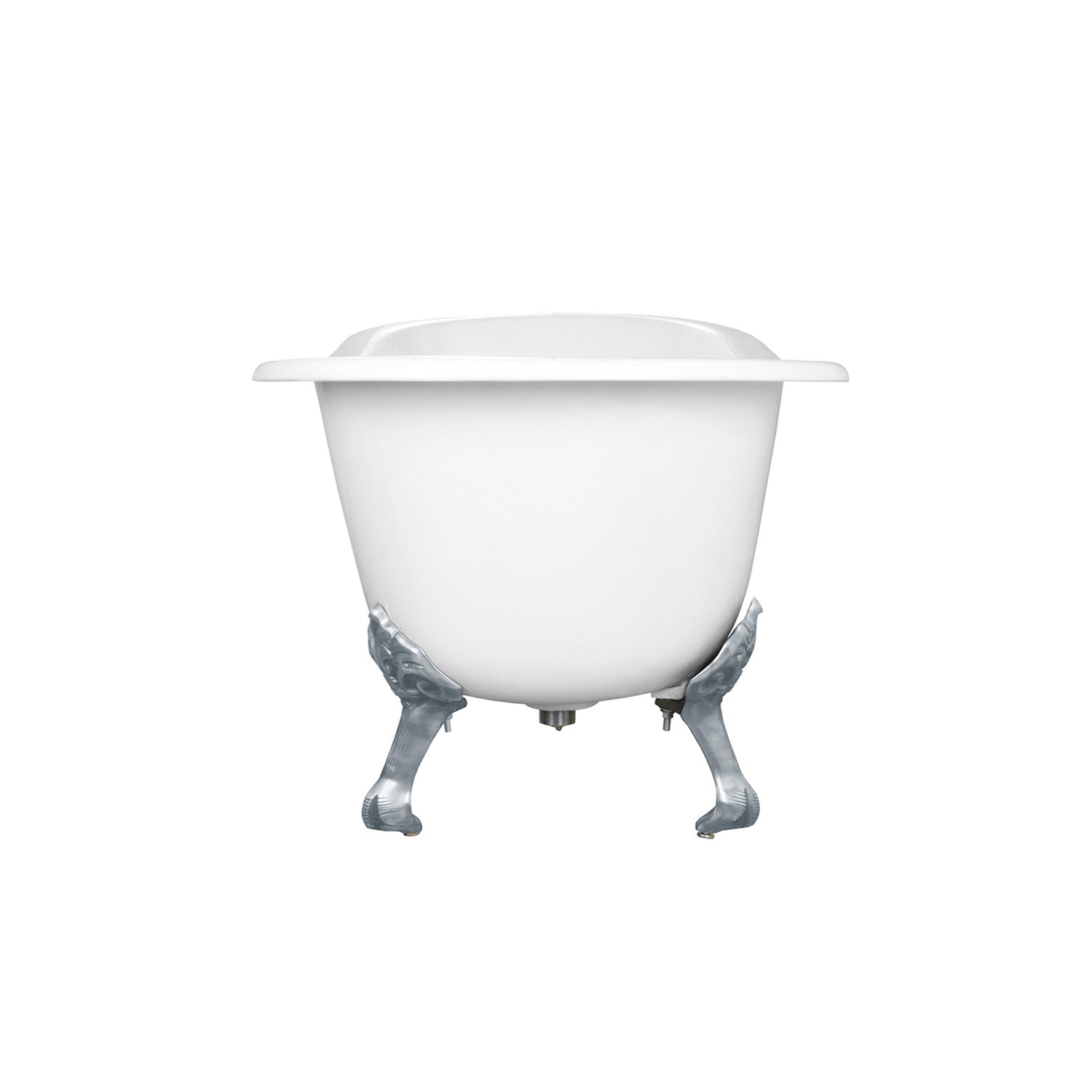 67 Inch White Cast Iron Clawfoot Bathtub - Oval Single Slipper Tub with 7