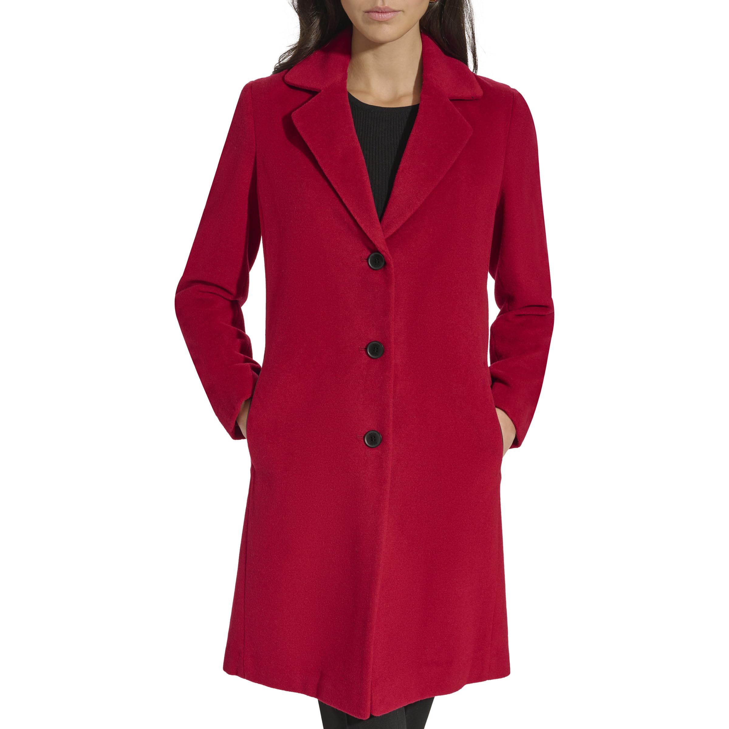 DKNY Women's Walker Wool Coat - Warm Winter Trench Coat with Belt, Classic Long Wool Jacket for Women - Perfect for Office, Travel & Cold Weather Fashion