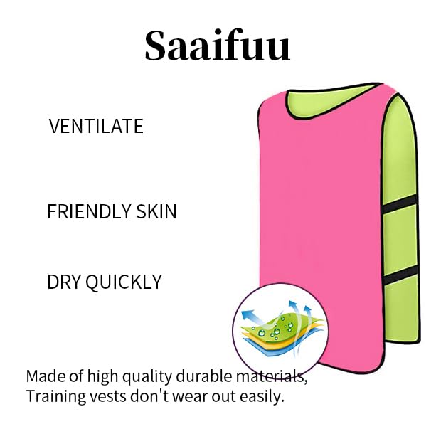 12 Pack Reversible Numbered Pinnies - Double Sided Scrimmage Vests for Kids & Adults - Team Practice Jerseys for Soccer, Basketball & Football Training - Perfect for Sports Drills, Gym Classes & Youth Leagues