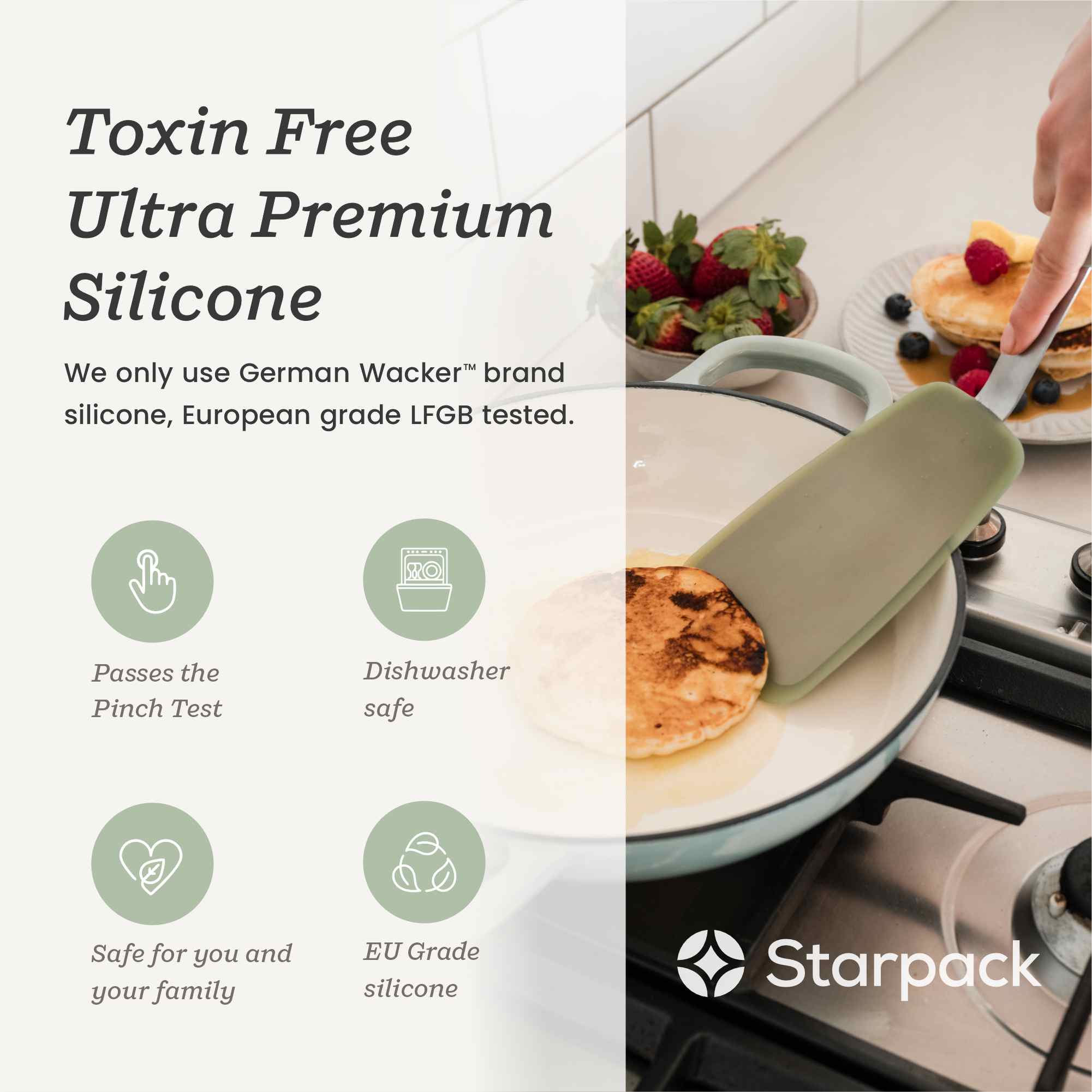 Ultra Thin Silicone Turner Set - Flexible & Non-Slip Kitchen Spatula for Flipping Pancakes, Eggs & Burgers - Perfect for Non-Stick Pans & Grilling