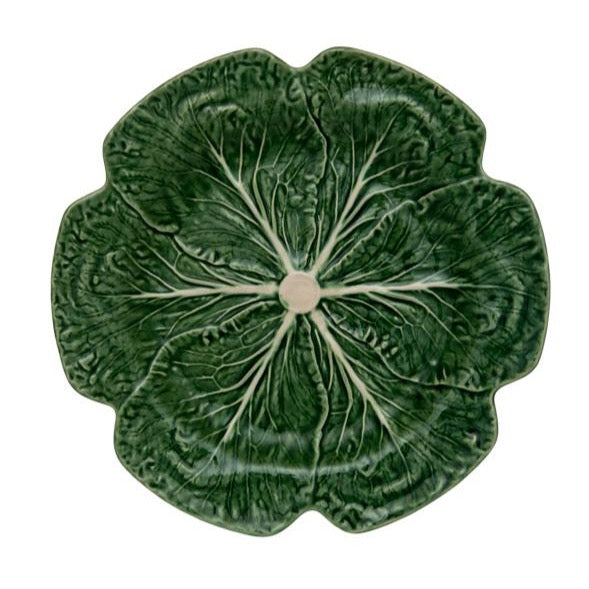 Bordallo Pinheiro Hand-Painted Cabbage Leaf Charger Plate - Elegant Ceramic Dinnerware for Formal Dining, Wedding Decor, and Rustic Table Settings