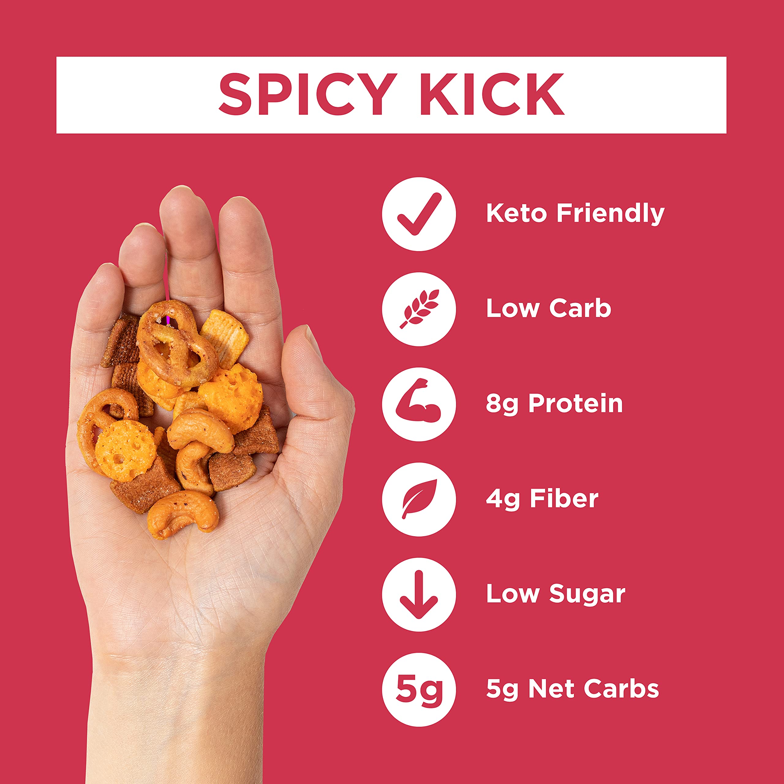 Catalina Crunch Spicy Kick Keto Snack Mix - Low Carb, High Protein, Gluten Free | Keto Friendly Snacks for Weight Loss & Healthy Lifestyle | Perfect for On-the-Go, Office Snacking & Keto Diet Meal Prep (6oz, Pack of 3)