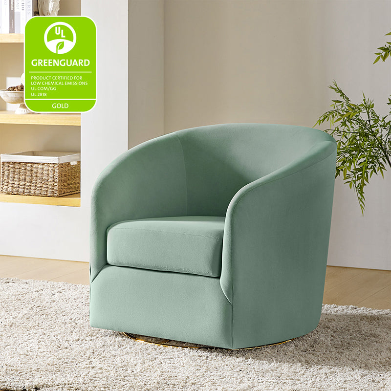 Emanuela Velvet Swivel Barrel Armchair - Modern Accent Chair for Living Room, Bedroom & Office - 360° Rotating Comfortable Lounge Chair with Soft Upholstery - Perfect for Reading, Relaxing & Home Decor