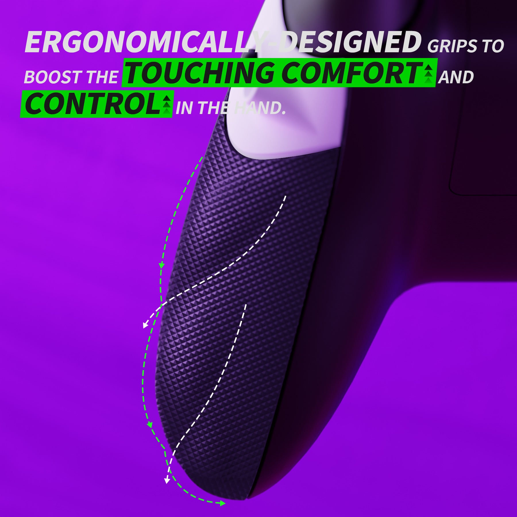 eXtremeRate White Diamond Textured Anti-Slip Ergonomic Side Grips & Trigger Stop Kit for Xbox Series X/S & Core Controllers - Enhanced Grip for Competitive Gaming & Long Play Sessions (PX3Q3004P)