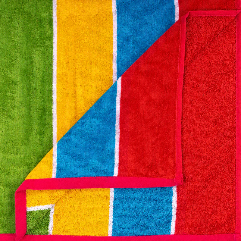 Rainbow Stripes Egyptian Cotton Oversized 4-Piece Beach Towel Set - Soft, Absorbent & Quick-Drying for Pool, Beach, Gym & Spa Use