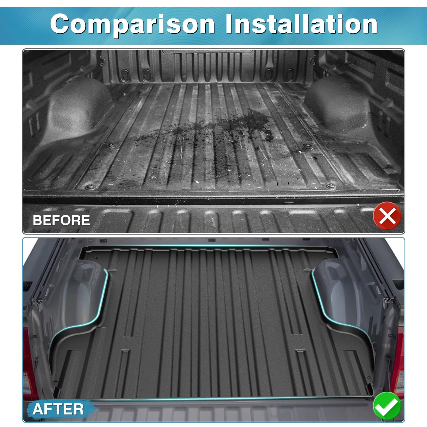 Mixsuper Heavy Duty TPE Truck Bed Mat for 2007-2021 Toyota Tundra 5.5ft Bed | All-Weather, Odorless, Non-Slip Black Bed Liner | Perfect for Hauling, Camping & Off-Road Protection
