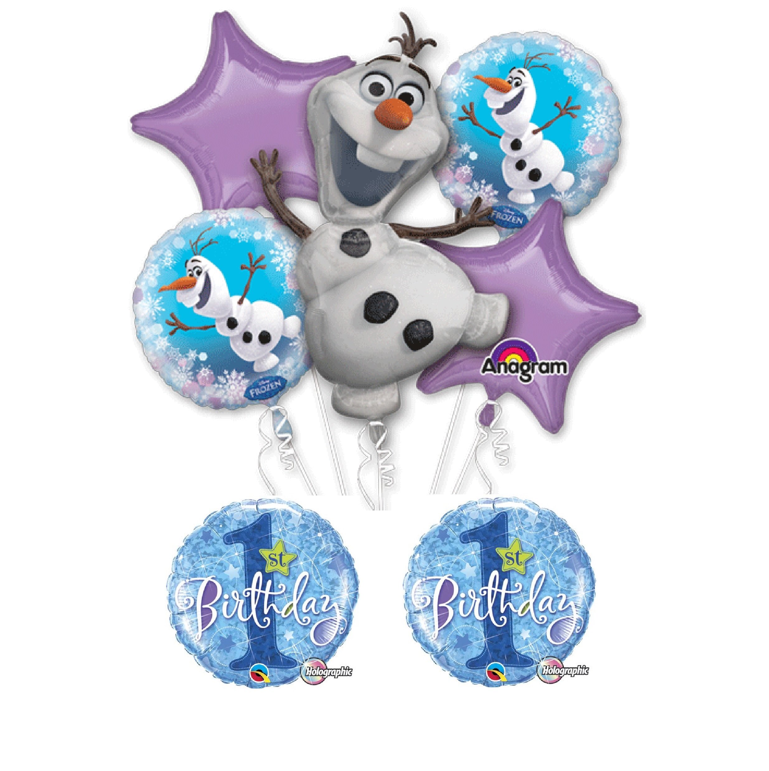 Disney Frozen Olaf First Birthday Balloon Bouquet - 12 Inch Latex Balloons for Baby Shower, Birthday Party Decorations - Perfect for Frozen Themed Celebrations and Kids' Birthday Parties