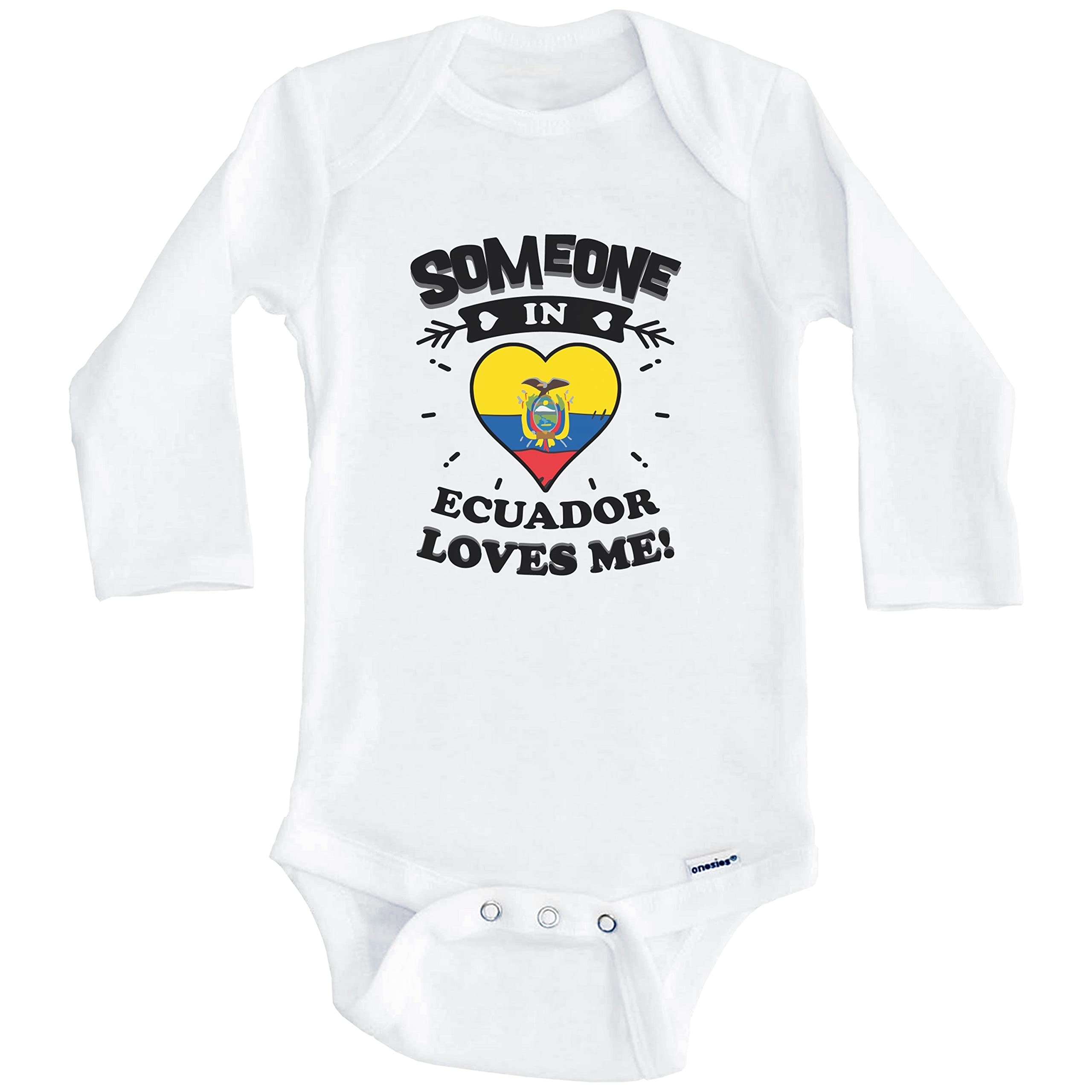 Someone in Ecuador Loves Me Ecuadorian Heart One Piece Baby Bodysuit - Long Sleeve Infant Romper for Boys & Girls - Perfect for Family Photos, Holidays & Cultural Celebrations