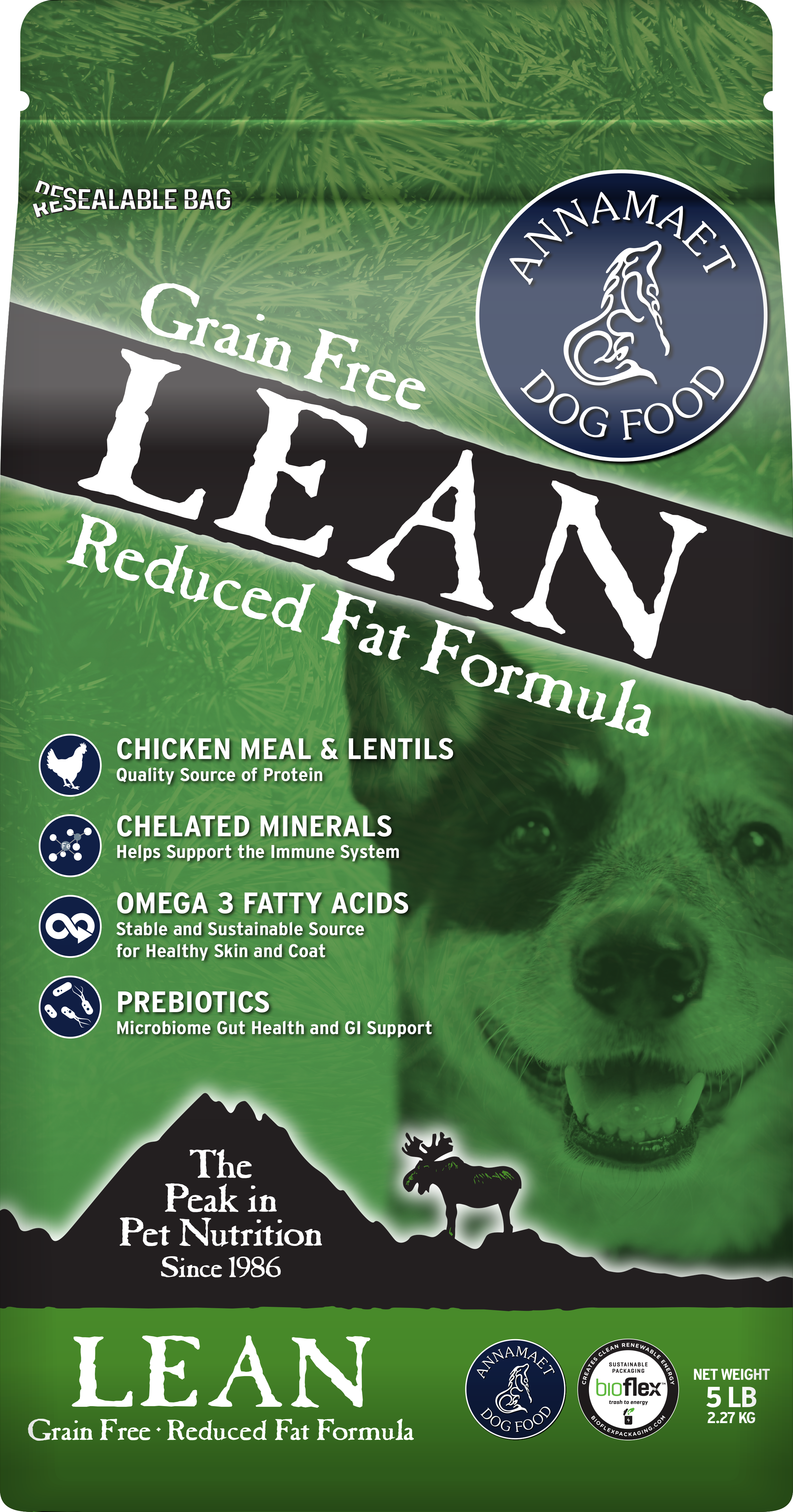 Annamaet Grain Free Dry Dog Food for Lean & Active Dogs - High Protein, All-Natural Ingredients for Optimal Health - Perfect for Weight Management & Daily Nutrition